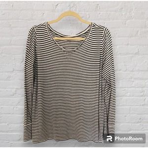 Ann Taylor LOFT Long Sleeve Faux French Cuff Striped Sailor Crewneck Top Sz XL